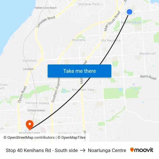 Stop 40 Kenihans Rd - South side to Noarlunga Centre map