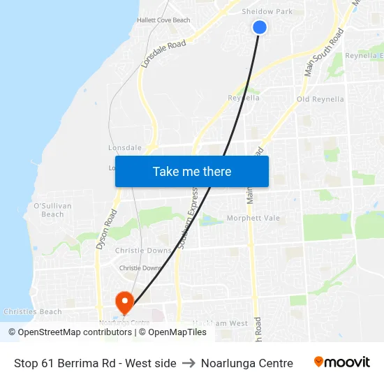 Stop 61 Berrima Rd - West side to Noarlunga Centre map