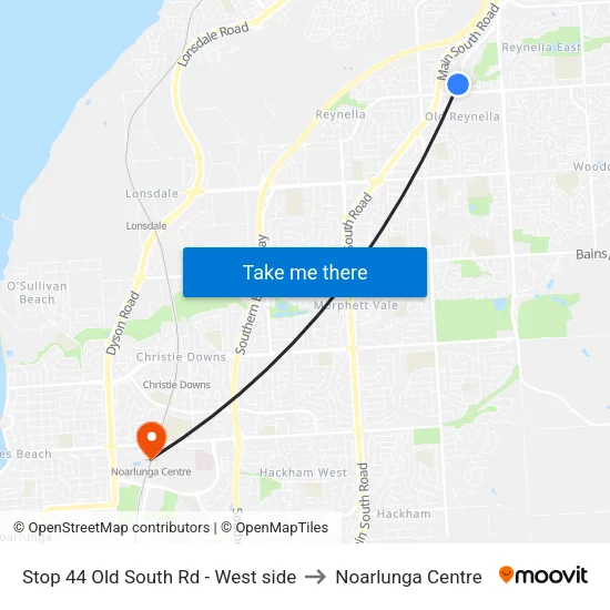 Stop 44 Old South Rd - West side to Noarlunga Centre map