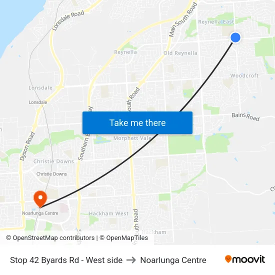 Stop 42 Byards Rd - West side to Noarlunga Centre map
