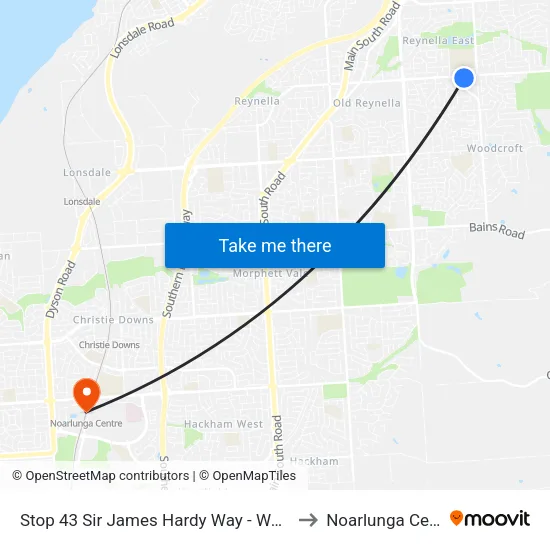 Stop 43 Sir James Hardy Way - West side to Noarlunga Centre map