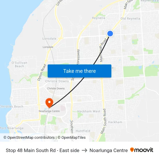 Stop 48 Main South Rd - East side to Noarlunga Centre map