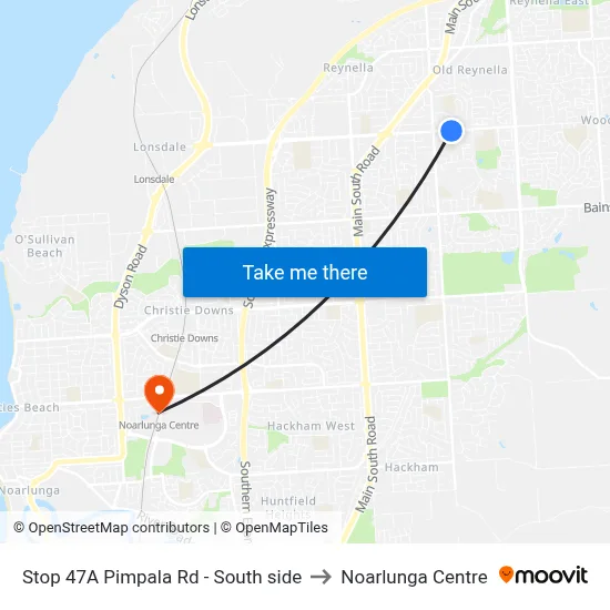 Stop 47A Pimpala Rd - South side to Noarlunga Centre map