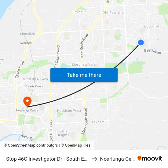 Stop 46C Investigator Dr - South East side to Noarlunga Centre map