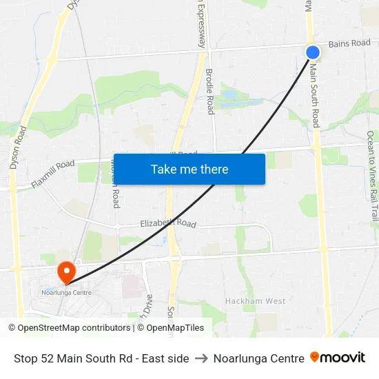 Stop 52 Main South Rd - East side to Noarlunga Centre map