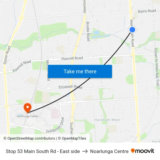 Stop 53 Main South Rd - East side to Noarlunga Centre map