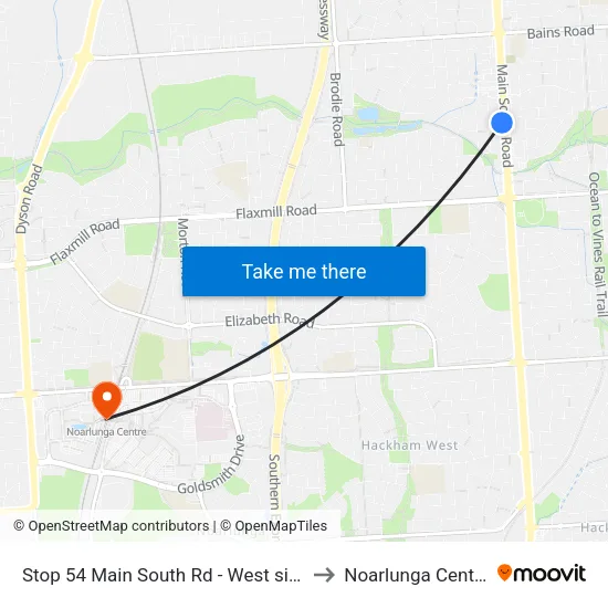 Stop 54 Main South Rd - West side to Noarlunga Centre map