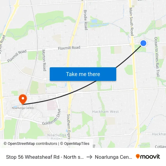 Stop 56 Wheatsheaf Rd - North side to Noarlunga Centre map