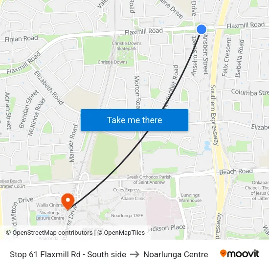 Stop 61 Flaxmill Rd - South side to Noarlunga Centre map