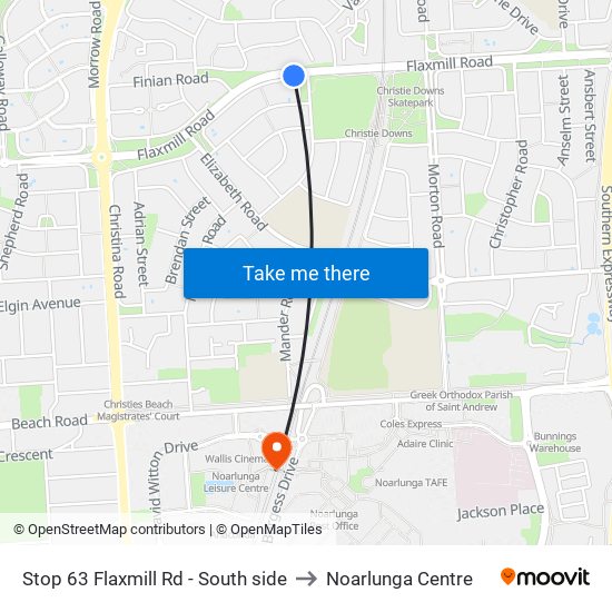 Stop 63 Flaxmill Rd - South side to Noarlunga Centre map