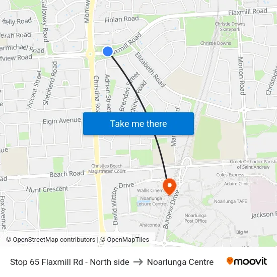 Stop 65 Flaxmill Rd - North side to Noarlunga Centre map