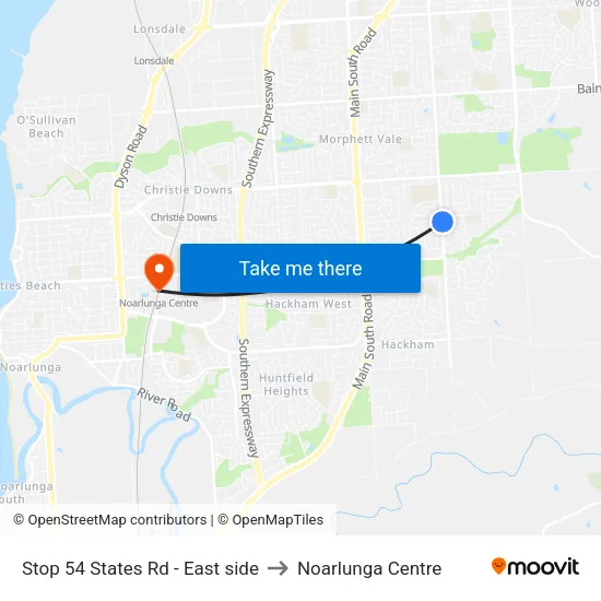 Stop 54 States Rd - East side to Noarlunga Centre map