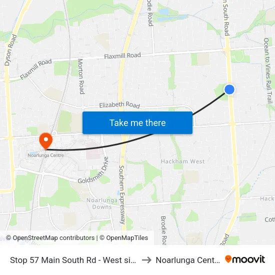 Stop 57 Main South Rd - West side to Noarlunga Centre map