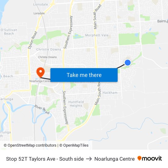 Stop 52T Taylors Ave - South side to Noarlunga Centre map