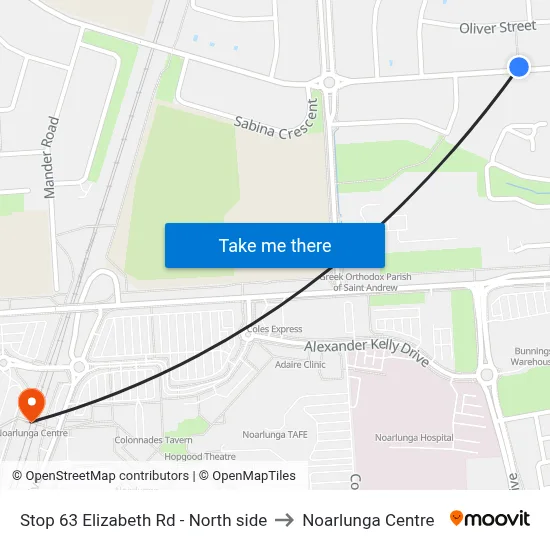 Stop 63 Elizabeth Rd - North side to Noarlunga Centre map