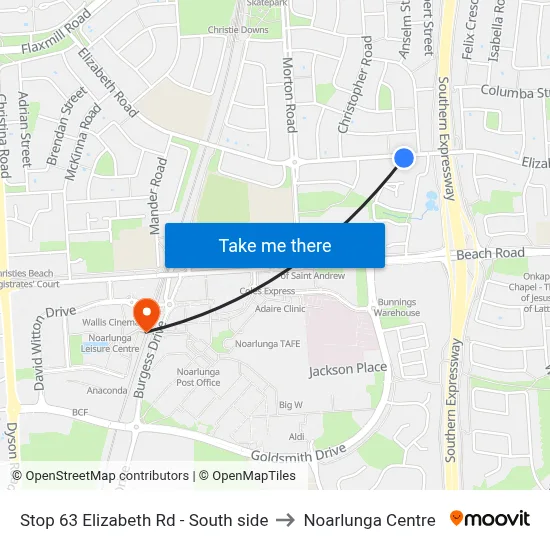Stop 63 Elizabeth Rd - South side to Noarlunga Centre map