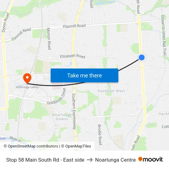 Stop 58 Main South Rd - East side to Noarlunga Centre map