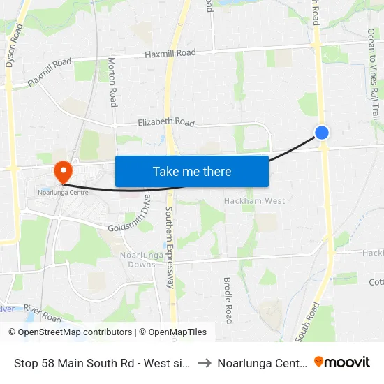 Stop 58 Main South Rd - West side to Noarlunga Centre map
