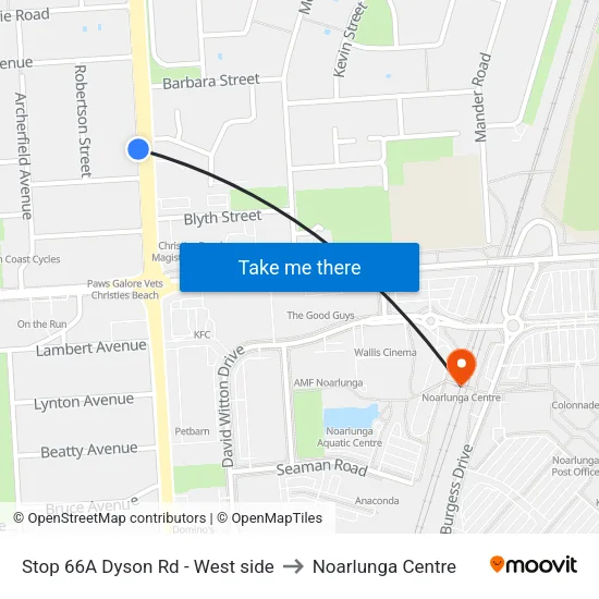 Stop 66A Dyson Rd - West side to Noarlunga Centre map
