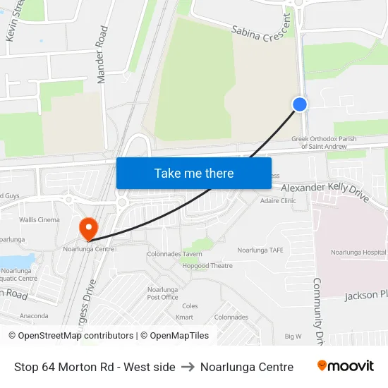 Stop 64 Morton Rd - West side to Noarlunga Centre map