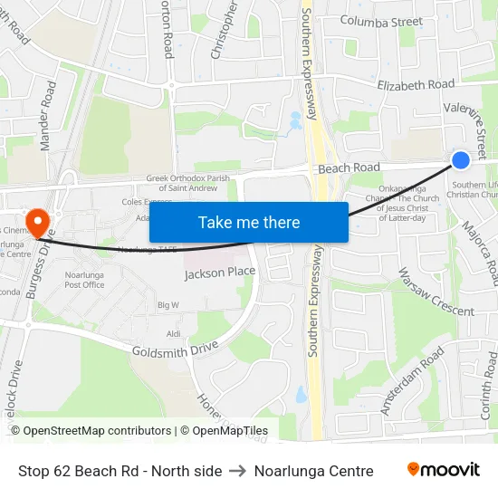 Stop 62 Beach Rd - North side to Noarlunga Centre map