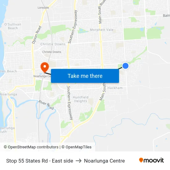 Stop 55 States Rd - East side to Noarlunga Centre map