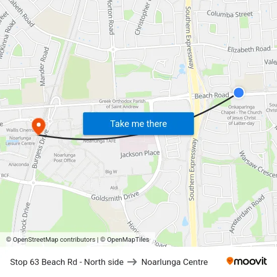 Stop 63 Beach Rd - North side to Noarlunga Centre map