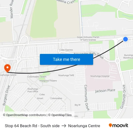 Stop 64 Beach Rd - South side to Noarlunga Centre map