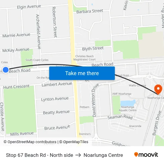 Stop 67 Beach Rd - North side to Noarlunga Centre map
