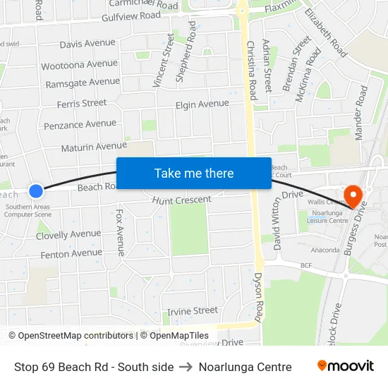 Stop 69 Beach Rd - South side to Noarlunga Centre map