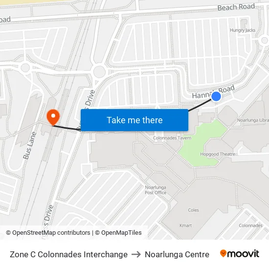 Zone C Colonnades Interchange to Noarlunga Centre map