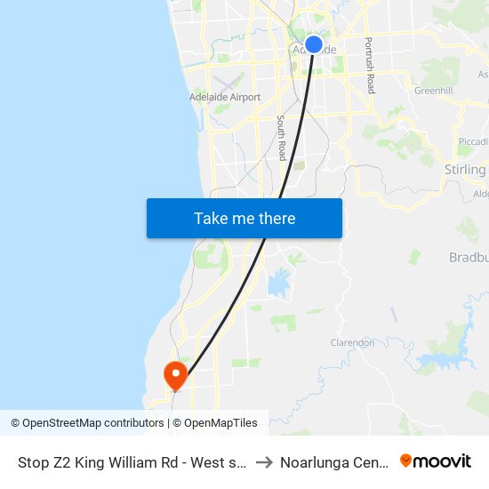 Stop Z2 King William Rd - West side to Noarlunga Centre map