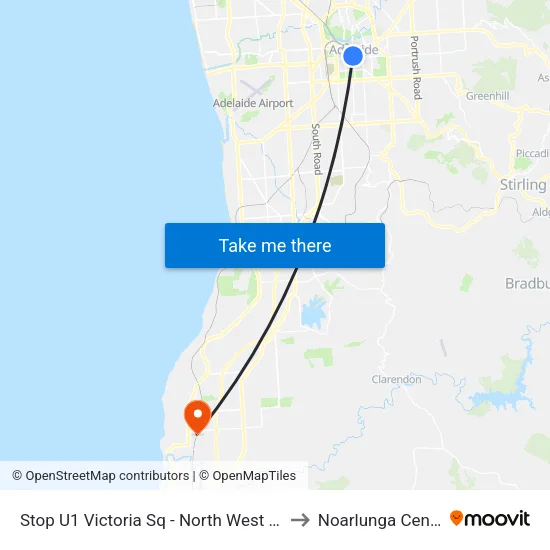 Stop U1 Victoria Sq - North West side to Noarlunga Centre map