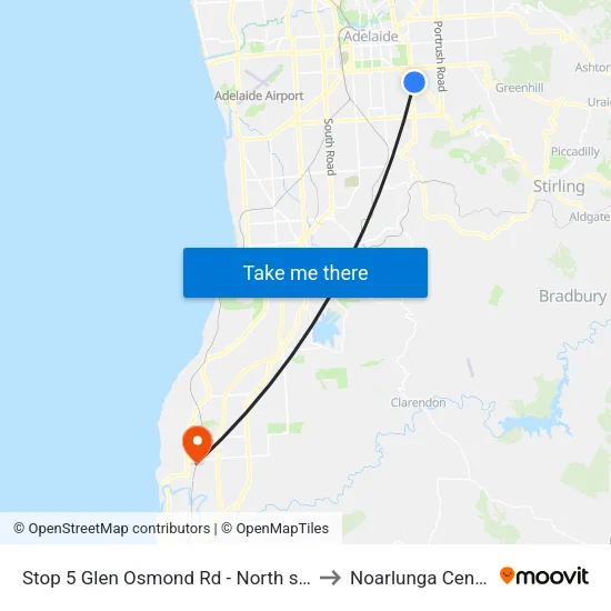Stop 5 Glen Osmond Rd - North side to Noarlunga Centre map