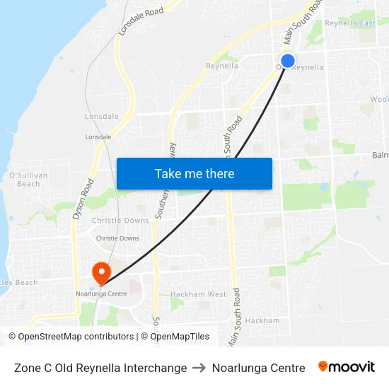 Zone C Old Reynella Interchange to Noarlunga Centre map
