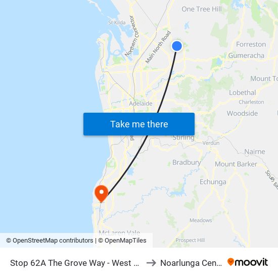 Stop 62A The Grove Way - West side to Noarlunga Centre map