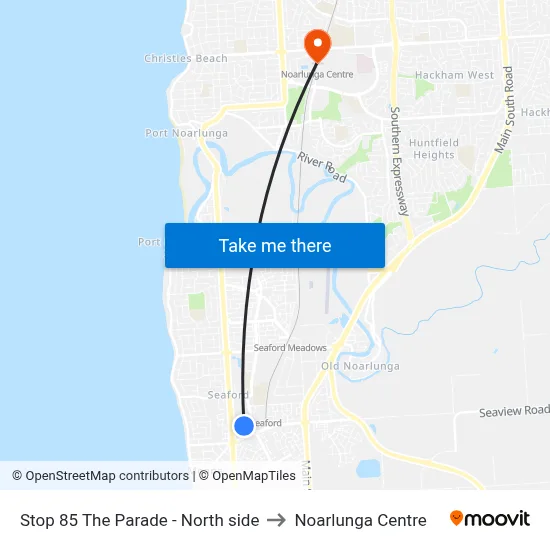 Stop 85 The Parade - North side to Noarlunga Centre map