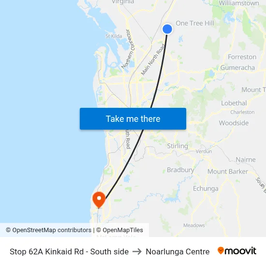 Stop 62A Kinkaid Rd - South side to Noarlunga Centre map