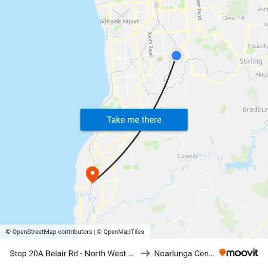 Stop 20A Belair Rd - North West side to Noarlunga Centre map