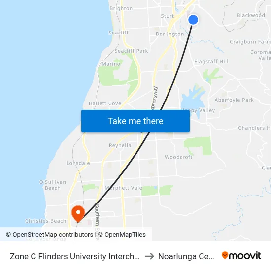 Zone C Flinders University Interchange to Noarlunga Centre map