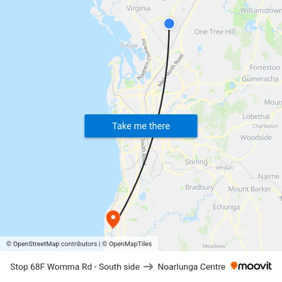 Stop 68F Womma Rd - South side to Noarlunga Centre map