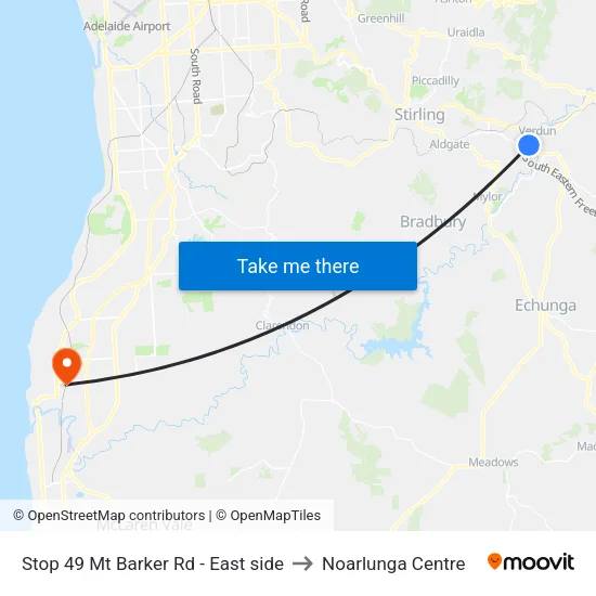 Stop 49 Mt Barker Rd - East side to Noarlunga Centre map