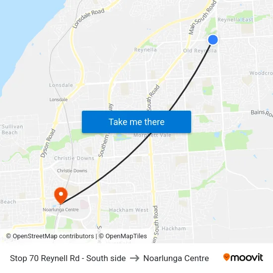 Stop 70 Reynell Rd - South side to Noarlunga Centre map