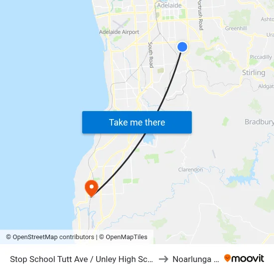 Stop School Tutt Ave / Unley High School - South side to Noarlunga Centre map