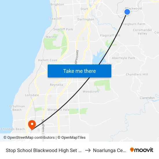 Stop School Blackwood High Set Down to Noarlunga Centre map