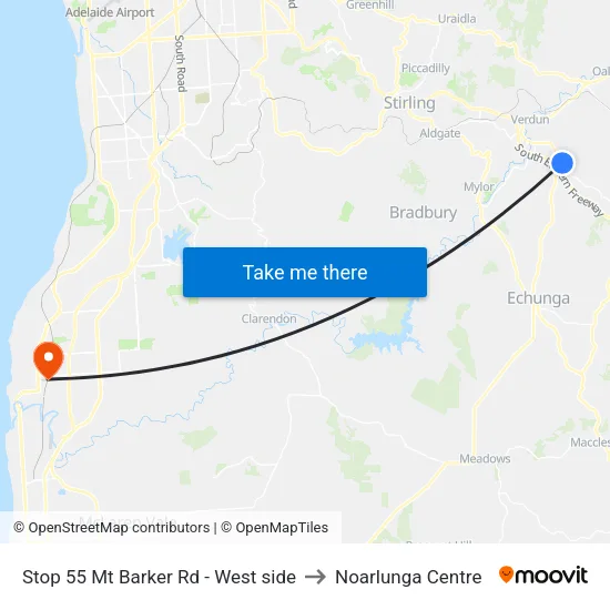 Stop 55 Mt Barker Rd - West side to Noarlunga Centre map
