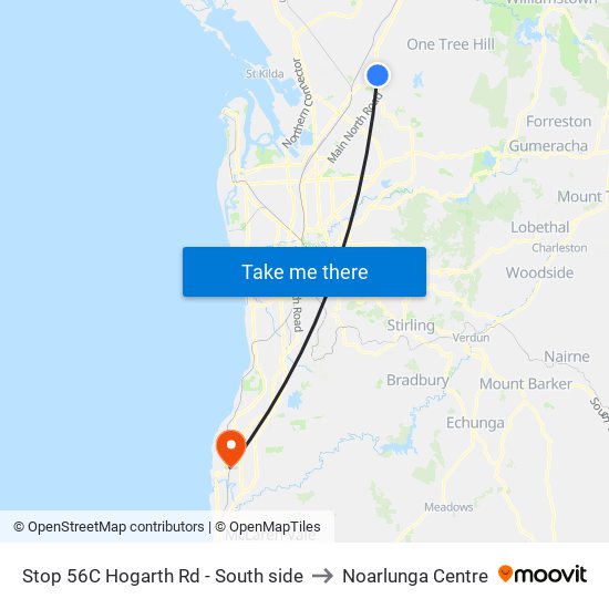 Stop 56C Hogarth Rd - South side to Noarlunga Centre map