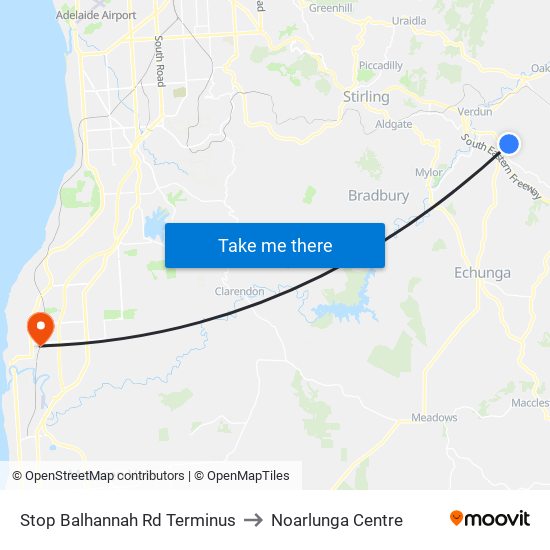 Stop Balhannah Rd Terminus to Noarlunga Centre map