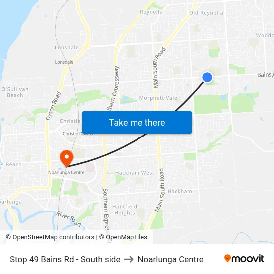 Stop 49 Bains Rd - South side to Noarlunga Centre map
