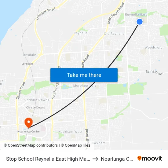 Stop School Reynella East High Malbeck Dr to Noarlunga Centre map